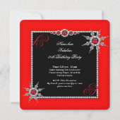 Exotic Fabulous 30 Red Silver Snowflake Foto Einladung (Rückseite)