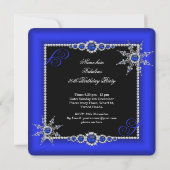 Exotic Fabulous Royal Blue Silver Snowflake Foto Einladung (Rückseite)