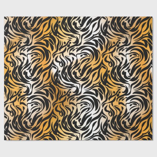 Exotic Fantasy Animal Print Tiger und Zebra Geschenkpapier (Flach)
