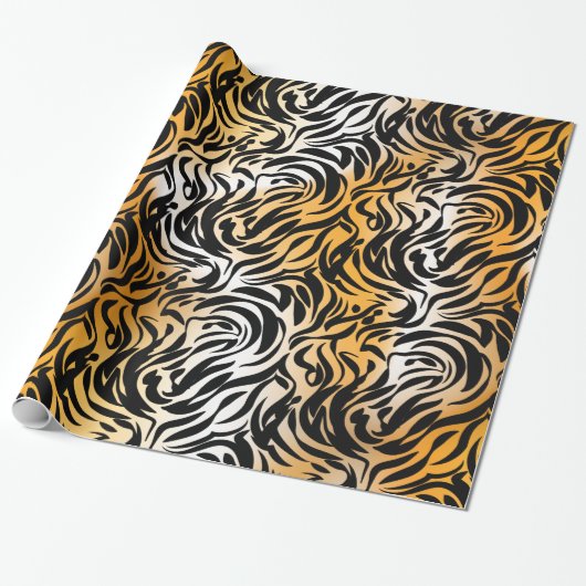 Exotic Fantasy Animal Print Tiger und Zebra Geschenkpapier (Ungerollt)