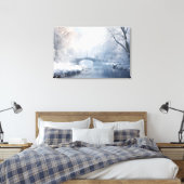 Exotic Fantasy Snowscape: Bridge in Dark White Leinwanddruck (Insitu (Schlafzimmer))