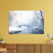 Exotic Fantasy Snowscape: Bridge in Dark White Leinwanddruck (Insitu (Wohnzimmer))