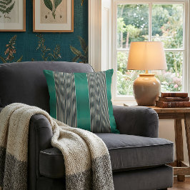Exotic Faux Snake Leather Linear Stripe Turquoise Kissen