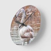 Exotic Flamingo Runde Wanduhr (Winkel)