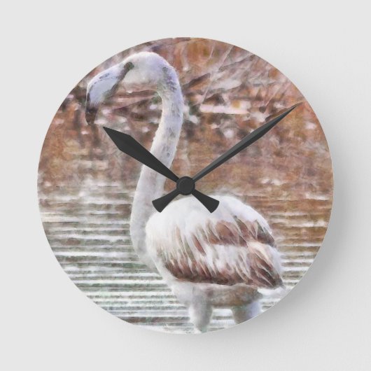 Exotic Flamingo Runde Wanduhr (Vorderseite)