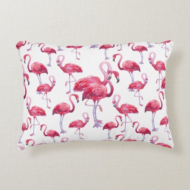 Exotic Flamingo Wassercolor Bird Dekokissen (Vorderseite)