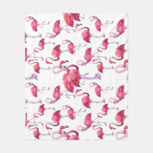 Exotic Flamingo Wassercolor Bird Fleecedecke