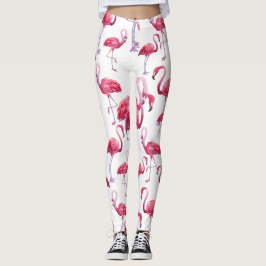 Exotic Flamingo Wassercolor Bird Leggings (Vorderseite)