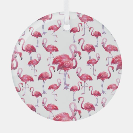Exotic Flamingo Wassercolor Bird Ornament Aus Glas (Vorderseite)