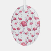 Exotic Flamingo Wassercolor Bird Ornament Aus Glas (Vorderseite links)