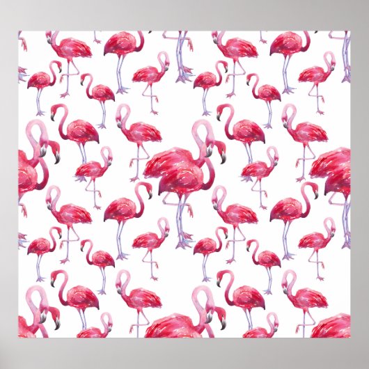 Exotic Flamingo Wassercolor Bird Poster (Vorne)