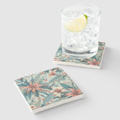 Exotic Floral Elegante Tropical Palm Blätter Hochz Steinuntersetzer (Seitenansicht)