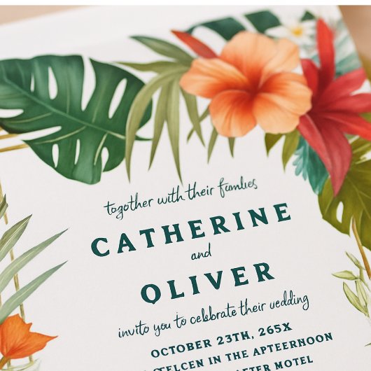 Exotic Floral Palm Tropical Garden Hochzeit Einladung