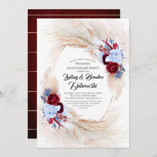 Exotic Floral Pampas Grass Hochzeit Jahrestag Einladung