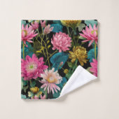 Exotic Floral Pattern Lush Tropical Leaves Name Badhandtuch Set (Waschlappen)