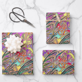 Exotic Flower Garden Geschenk Geschenkpapier Set