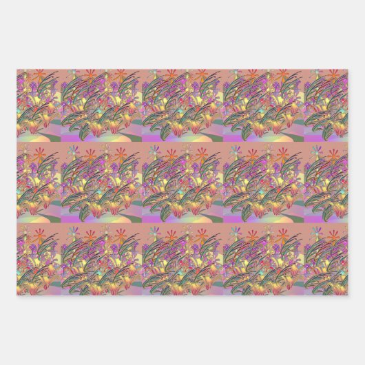 Exotic Flower Garden Repeat Gift Geschenkpapier Set (Vorderseite 3)