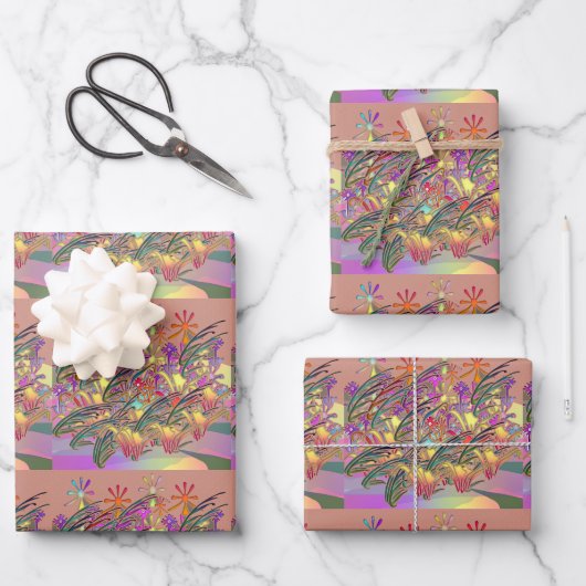 Exotic Flower Garden Repeat Gift Geschenkpapier Set (Vorderseite)