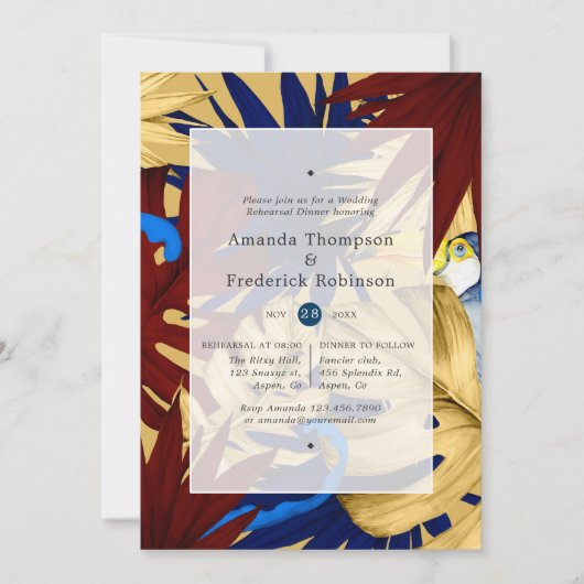 Exotic Forest Wedding Probe Dinner Einladung (Vorderseite)