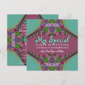 Exotic Fraktal Lace Girls Party Einladung (Vorne/Hinten)