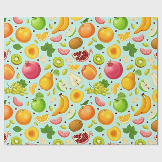 Exotic Frucht Pattern Wrapping Paper Geschenkpapier (Flach)