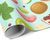 Exotic Frucht Pattern Wrapping Paper Geschenkpapier (Rolleneckpunkt)