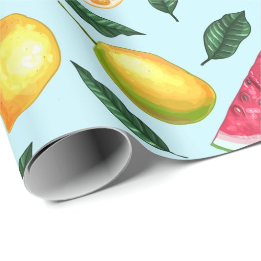 Exotic Frucht Pattern Wrapping Paper Geschenkpapier (Rolleneckpunkt)