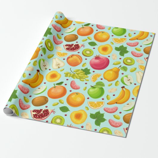 Exotic Fruit Pattern Wrapping Paper Geschenkpapier (Ungerollt)