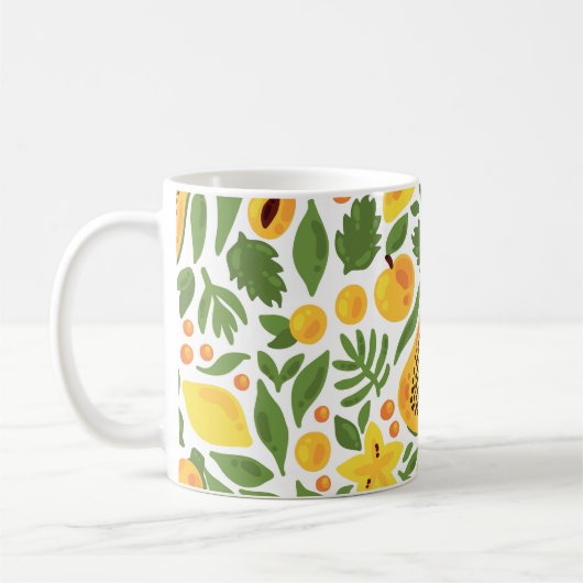 Exotic Fruits Ensemble: Papaya, Lemon, Mango Kaffeetasse (Links)