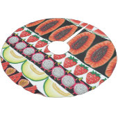 Exotic Fruits Trendy Seamless Muster Polyester Weihnachtsbaumdecke (Schrägansicht)