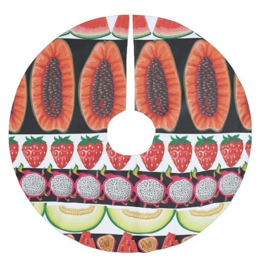 Exotic Fruits Trendy Seamless Muster Polyester Weihnachtsbaumdecke (Vorderseite)