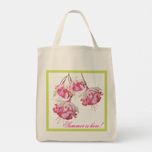 Exotic Fuchsias auf einer Tasche (Rückseite)
