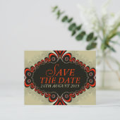 Exotic Genie Designs Save the Date Postkarte (Stehend Vorderseite)