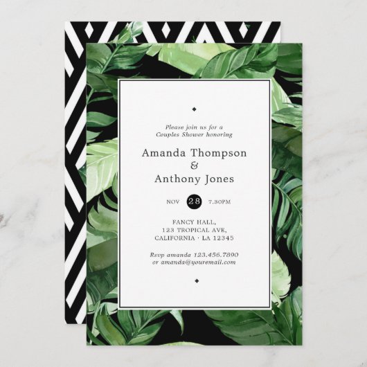 Exotic Geometric Forest Wedding Couples Dusche Einladung (Vorne/Hinten)