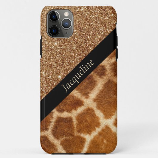 Exotic Giraffe Fur und Brown Glitzer Glam Case-Mate iPhone Hülle (Rückseite)