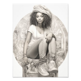 Exotic Girl auf einem Sofa Fotodruck