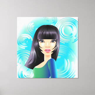 Exotic Girl in Blue Wrapped Canvas Leinwanddruck