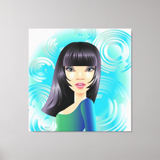 Exotic Girl in Blue Wrapped Canvas Leinwanddruck (Vorderseite)