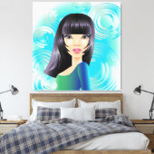 Exotic Girl in Blue Wrapped Canvas Leinwanddruck (Insitu (Schlafzimmer))