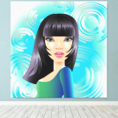 Exotic Girl in Blue Wrapped Canvas Leinwanddruck (Insitu (Holzboden))