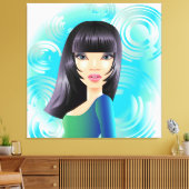 Exotic Girl in Blue Wrapped Canvas Leinwanddruck (Insitu (Wohnzimmer))