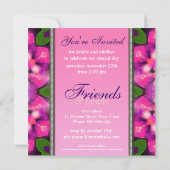 Exotic Girly Pink Lila Party Einladungen (Rückseite)