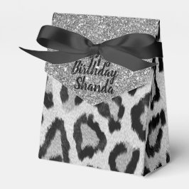 Exotic Glam Silver Leopard Geburtstag Pesonised Geschenkschachtel