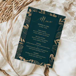 Exotic Gold Foilage Border Wedding Menü Karte