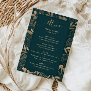 Exotic Gold Foilage Border Wedding Menü Karte
