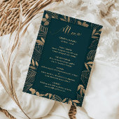 Exotic Gold Foilage Border Wedding Menü Karte