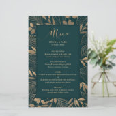Exotic Gold Foilage Border Wedding Menü Karte (Stehend Vorderseite)