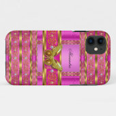 Exotic Gold Hot Pink Butterfly Diamond Case-Mate iPhone Hülle (Rückseite (Horizontal))