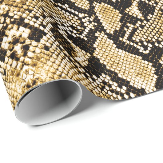 Exotic Gold Python Snakeskin Geschenkpapier (Rolleneckpunkt)