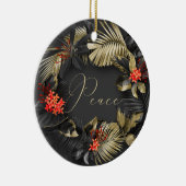 Exotic Gold Red Ebony Peace and Joy Tropical Keramik Ornament (Rechts)